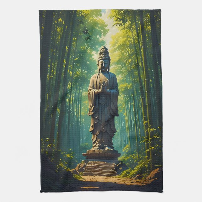 Zen i bambuskogen kökshandduk (Vertikal)