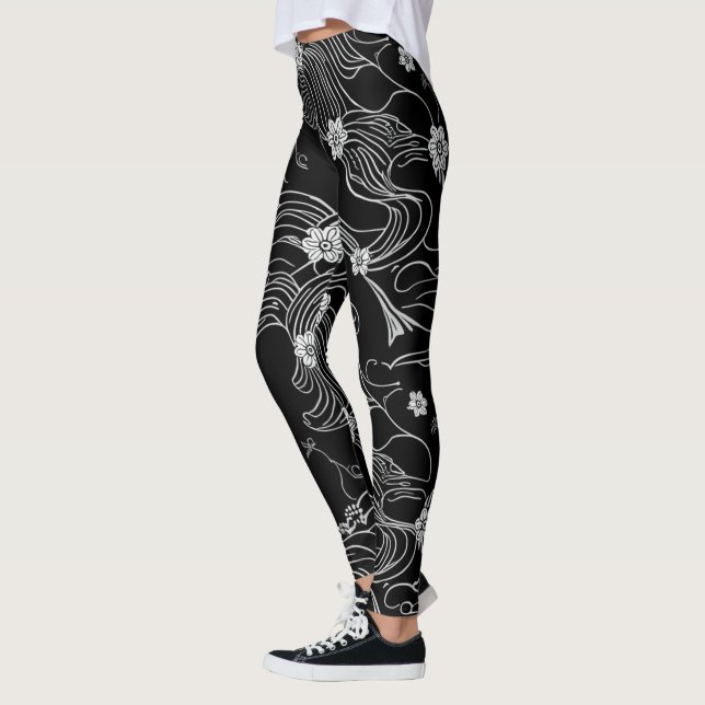 Zen Ink Flow Leggings Svart och Vitt  (Vänster)