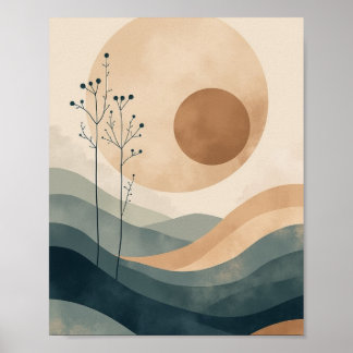 Zen-Inspired Abstrakt Wall Art med mjuk Linjer Poster