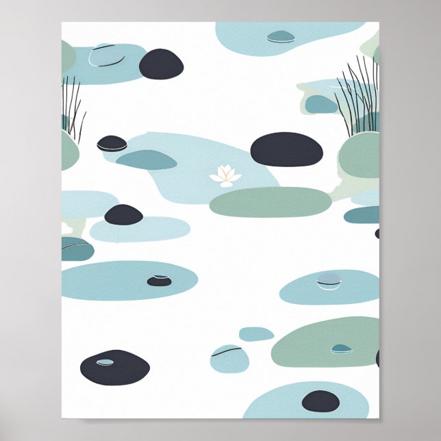 Zen Inspired Pond Scene Art Poster (Framsidan)