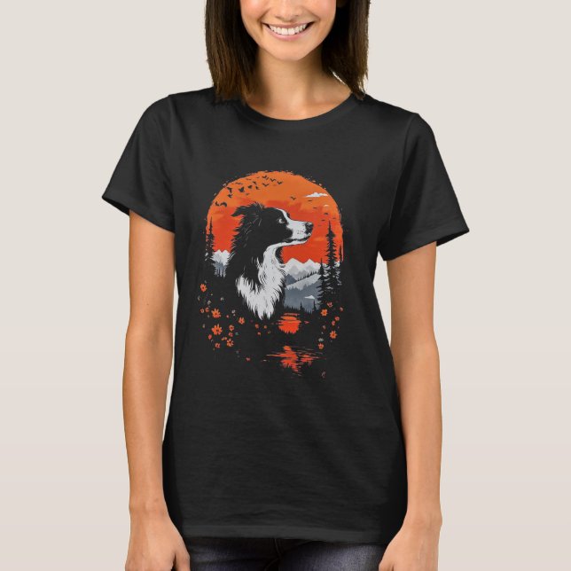 Zen Japanese Art Border Collie Dog T Shirt (Framsida)