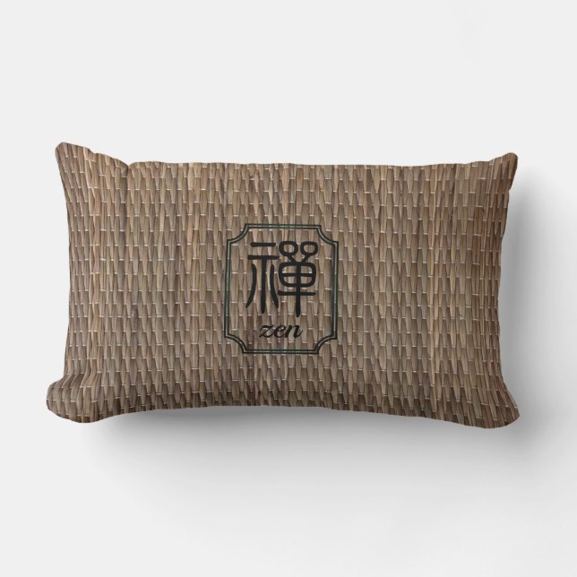 Zen Japansk calligraphy tatami print rustic Lumbarkudde (Framsida)