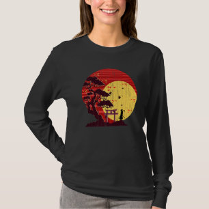 Zen Japansk kulturbuddhist Sunset Bonsai Träd T Shirt
