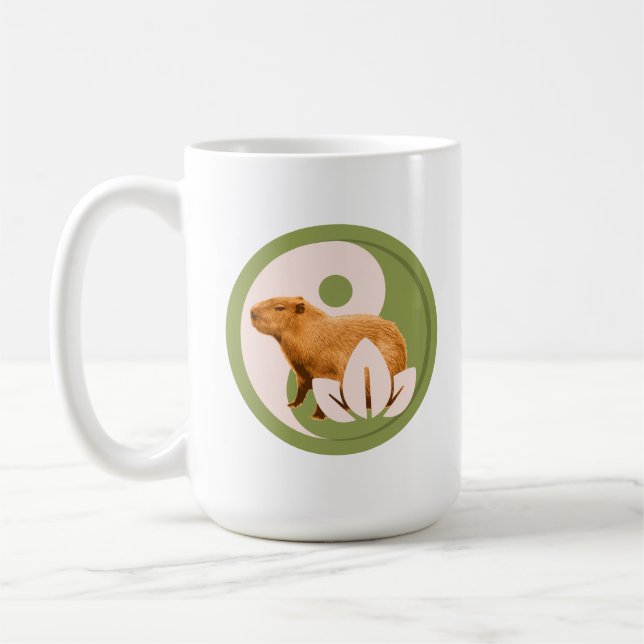 Zen Kapibar Yin Yang Fredlig Natur Kaffemugg (Vänster)