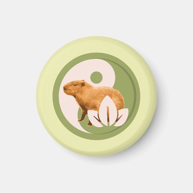 Zen Kapibar Yin Yang Fredlig Natur Magnet (Framsidan)