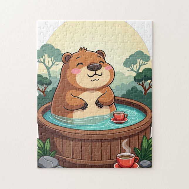 Zen Kapybara Varmbad Relaxation - Avslappnad Vibe Pussel (Vertikal)
