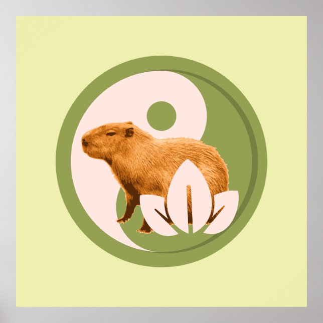 Zen Kapybara Yin Yang Fredlig Natur Poster (Framsidan)