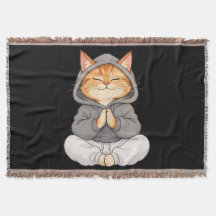 Zen Katt i Hoodie – Söt Mediterande Tecknad Katt