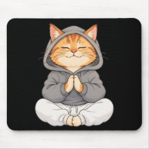 Zen Katt i Hoodie – Söt Mediterande Tecknad Katt