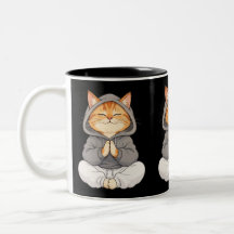 Zen Katt i Hoodie – Söt Mediterande Tecknad Katt