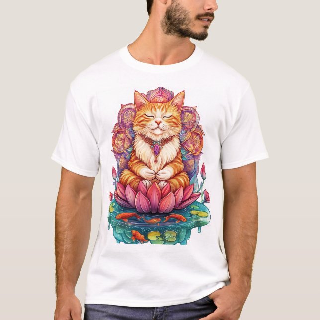 Zen Katt Vibbar � Mediterande Katt Psychedelisk T Shirt (Framsida)