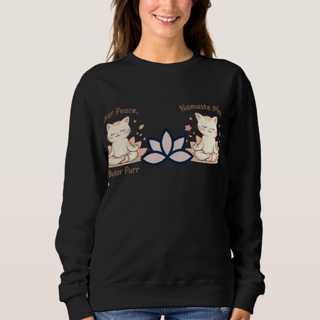 Zen Katt Yoga Minimal Söt Meditation Design T Shirt (Framsida)