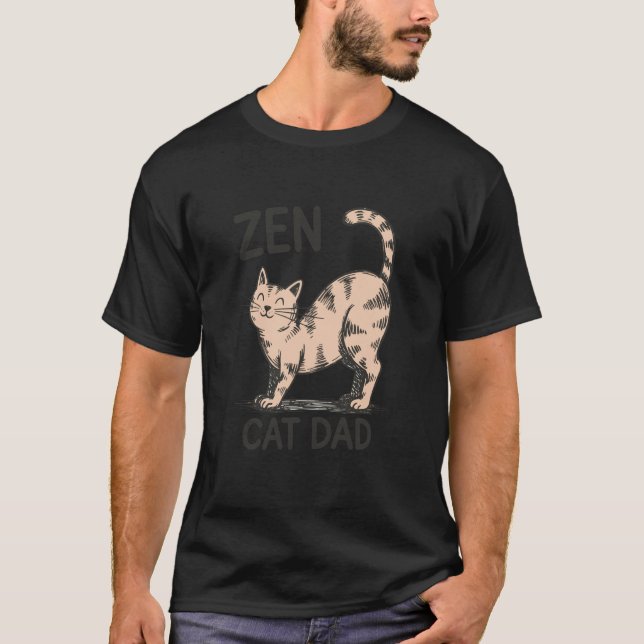 Zen kattpappa Glad katt som sträcker sig husdjursä T Shirt (Framsida)