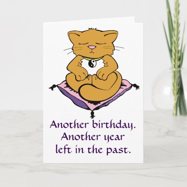 Zen Kattunge Meditation Yoga Birthday Card Kort (Framsida)