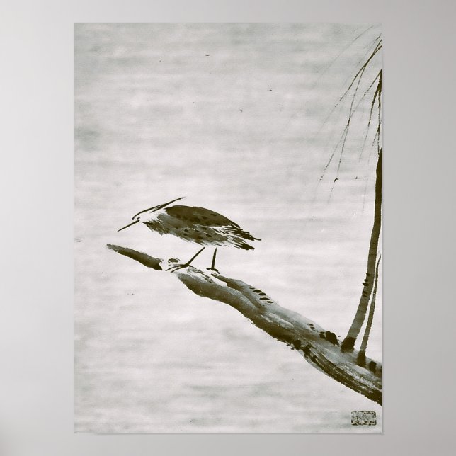 Zen-klassiker - Sesshu - Hägring och pilträd Poster (Framsidan)