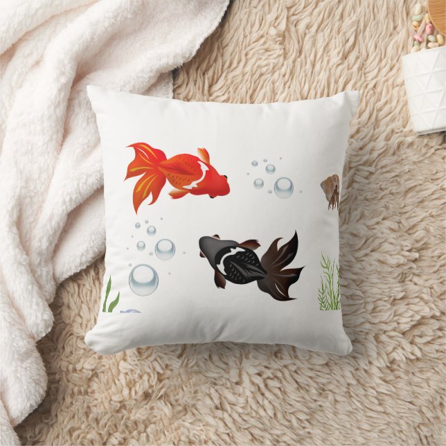 Zen Koi Fish Pond Pillow | Japanese Garden Aesthet Kudde (Filt)