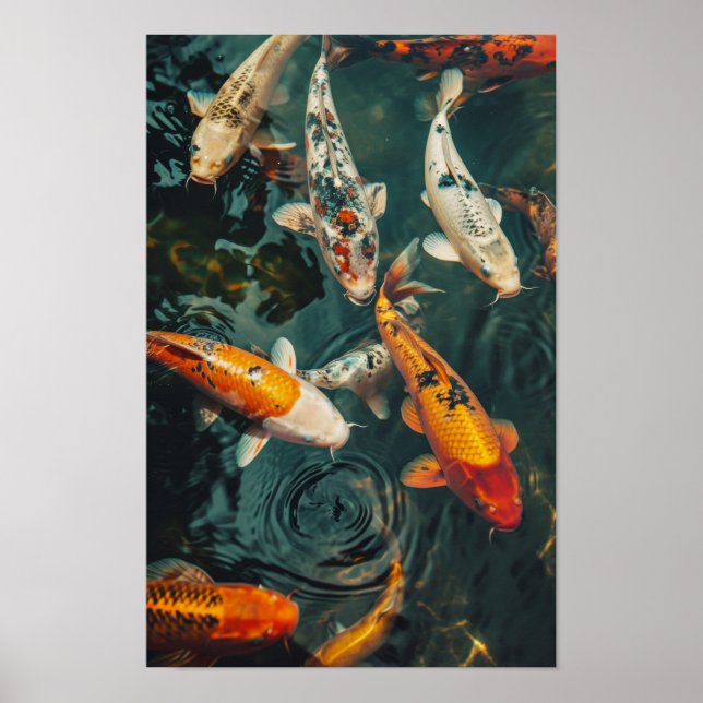 Zen Koi Fish Poster: 31 9 2 Koi Fishes Swimming Poster (Framsidan)