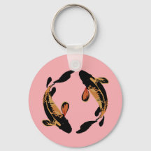 Zen Koi Fish Rosa Simple Minimalist Keychain