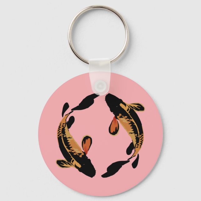 Zen Koi Fish Rosa Simple Minimalist Keychain Nyckelring (Framsida)