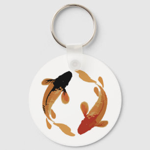 Zen Koi Fish White Simple Minimalist Keychain Nyckelring