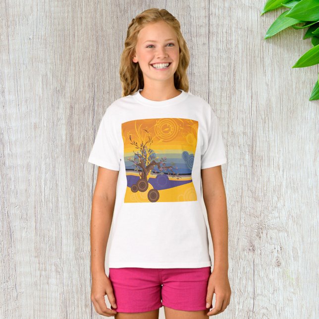 Zen Körsbärsblomstrande Träd Abstrakt Solnedgång K T Shirt (Skapare uppladdad)