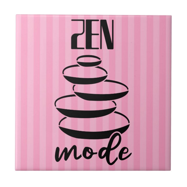 Zen-läge Citat Balans Stenar Rosa Ränder Kakelplatta (Framsidan)