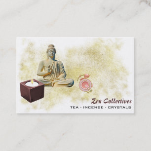 *~* Zen Lotus Buddha Candle Tea Guld Affärskort Visitkort