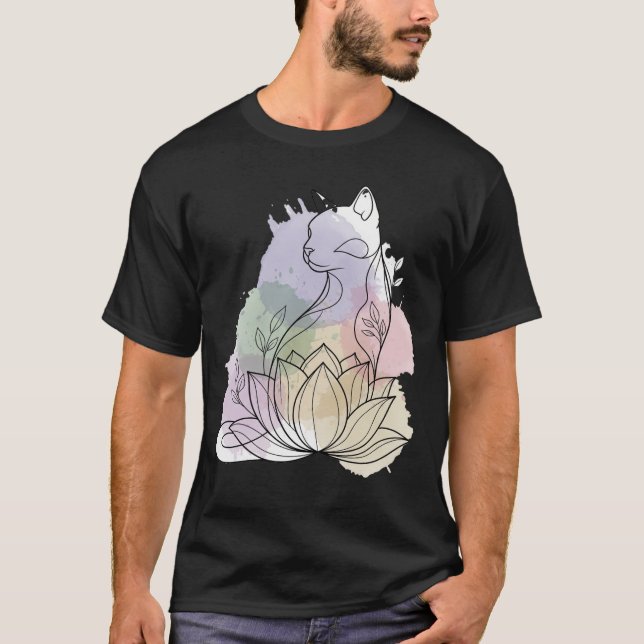 Zen Lotus Cat T Shirt (Framsida)