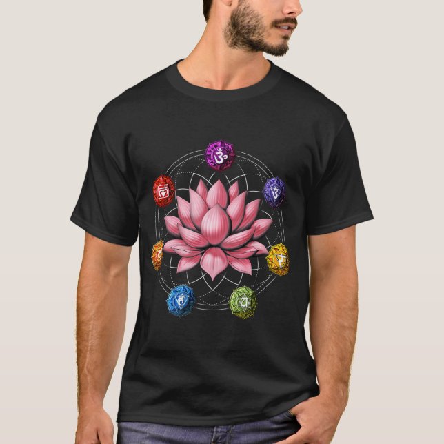 Zen Lotus Chakra-symboler T Shirt (Framsida)