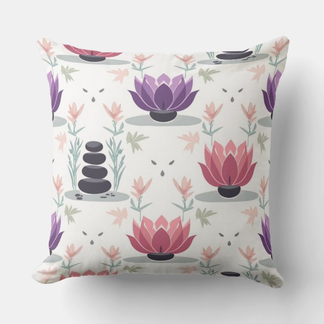 Zen Lotus  Pillow - Meditation Yoga Wellness  Kudde (Framsida)