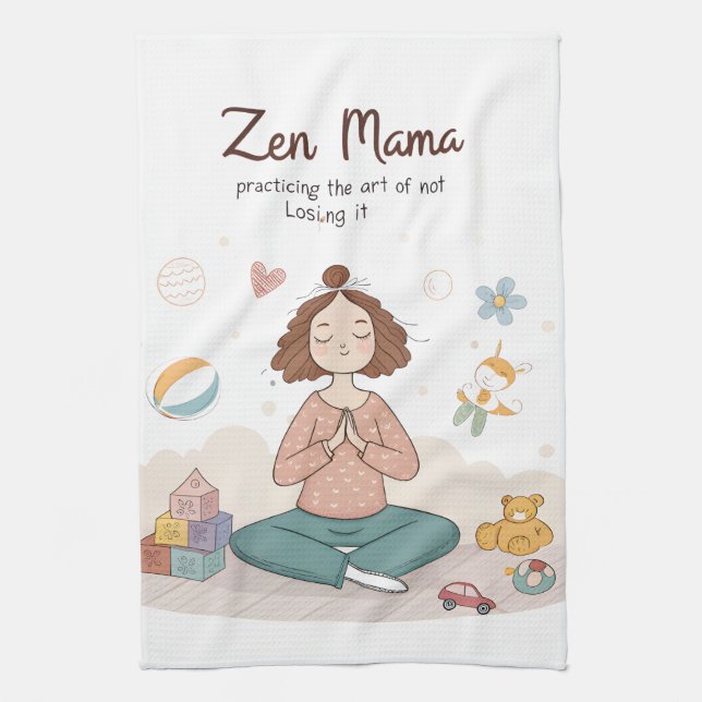 Zen Mama Calm Motherhood Art Kökshandduk (Vertikal)