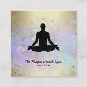 *~* Zen Man Yoga Guld Meditation Mindfulness Fyrkantigt Visitkort