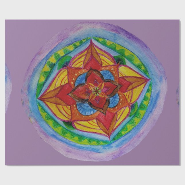 Zen Mandala Matte Wrapping Papper, 30 x 6' Presentpapper (Platt)