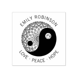 Zen Mandala Yin Yang Kärlek Peace Hope eget namn Stämpel