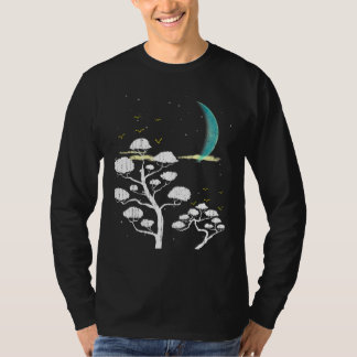 Zen  Måne Stars Japansk kultur Bonsai T Shirt
