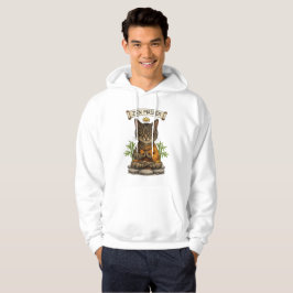 Zen Mästare Katt Rolig Avslappnad Grå Tabby Katt P Hoodie