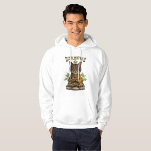 Zen Mästare Katt Rolig Avslappnad Grå Tabby Katt P Hoodie
