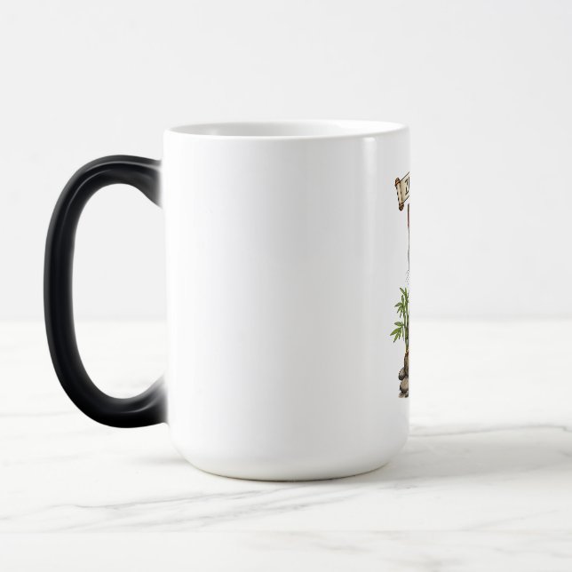 Zen Mästare Katt Rolig Avslappnad Grå Tabby Katt P Magisk Mugg (Vänster)