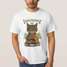 Zen Mästare Katt Rolig Avslappnad Grå Tabby Katt P T Shirt