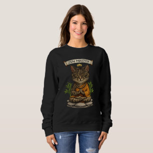 Zen Mästare Katt Rolig Lugn Grå Randig Katt Presen T Shirt
