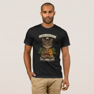 Zen Mästare Katt Rolig Lugn Grå Tabby Katt Present T Shirt