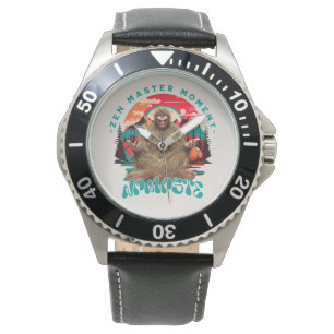 Zen Mästare Moment Bigfoot Meditation Retro Konst Armbandsur