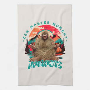 Zen Mästare Moment Bigfoot Meditation Retro Konst Kökshandduk