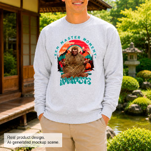 Zen Mästare Moment Bigfoot Meditation Retro Konst Lång Ärmad Tröja