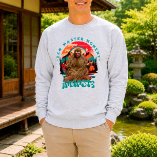 Zen Mästare Moment Bigfoot Meditation Retro Konst Lång Ärmad Tröja