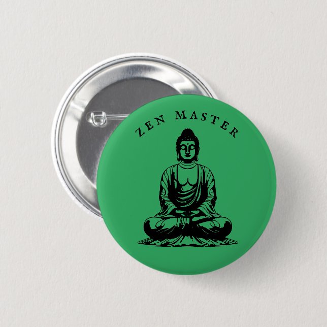 Zen Master - Buddha meditation Grön Knapp (Framsida & baksida)