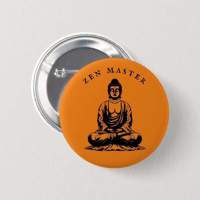 Zen Master - Buddha meditation Orange Knapp (Framsida & baksida)