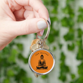 Zen Master - Buddha meditation Orange Rund Silverfärgad Nyckelring