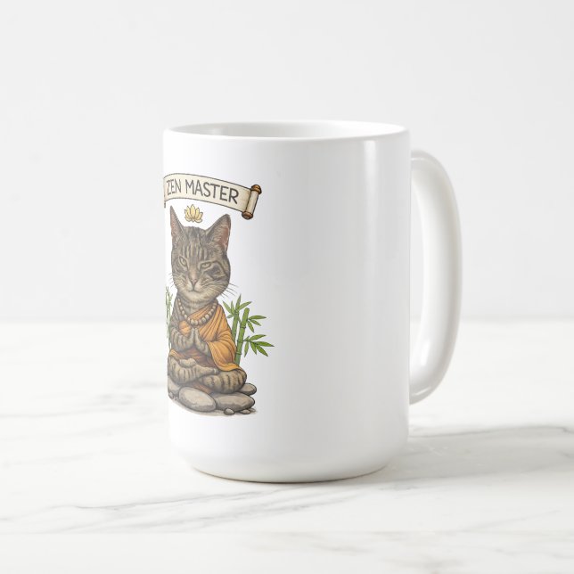 Zen Master Cat Funny Chill Gray Tabby Cat Gift  Kaffemugg (Framsida höger)