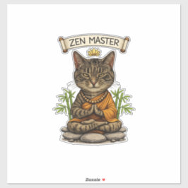 Zen Master Cat Funny Chill Gray Tabby Cat Gift  Klistermärken